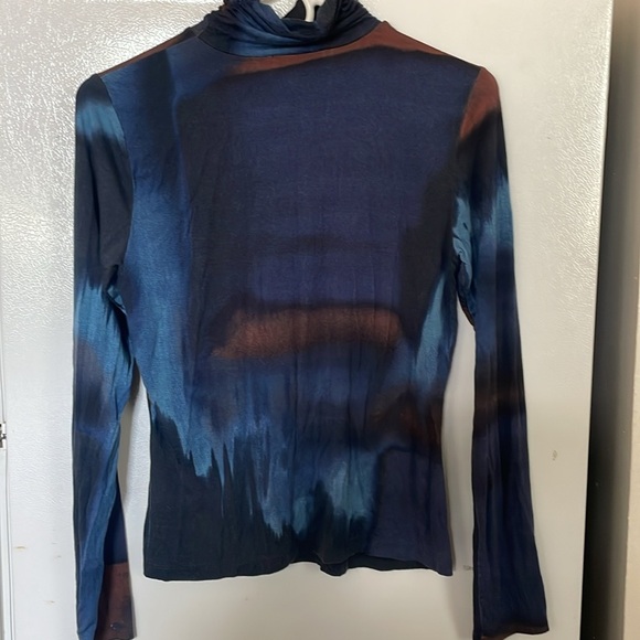Michael Stars Small Blue and Brown Long Sleeve Turtleneck Top - Picture 8 of 8